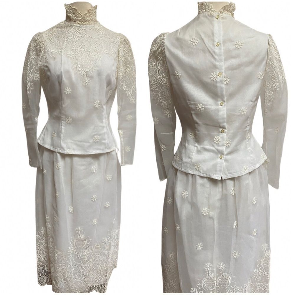 RARE 1950’s Vintage Pin-up Bridal Wedding Dress Skirt Suit Set